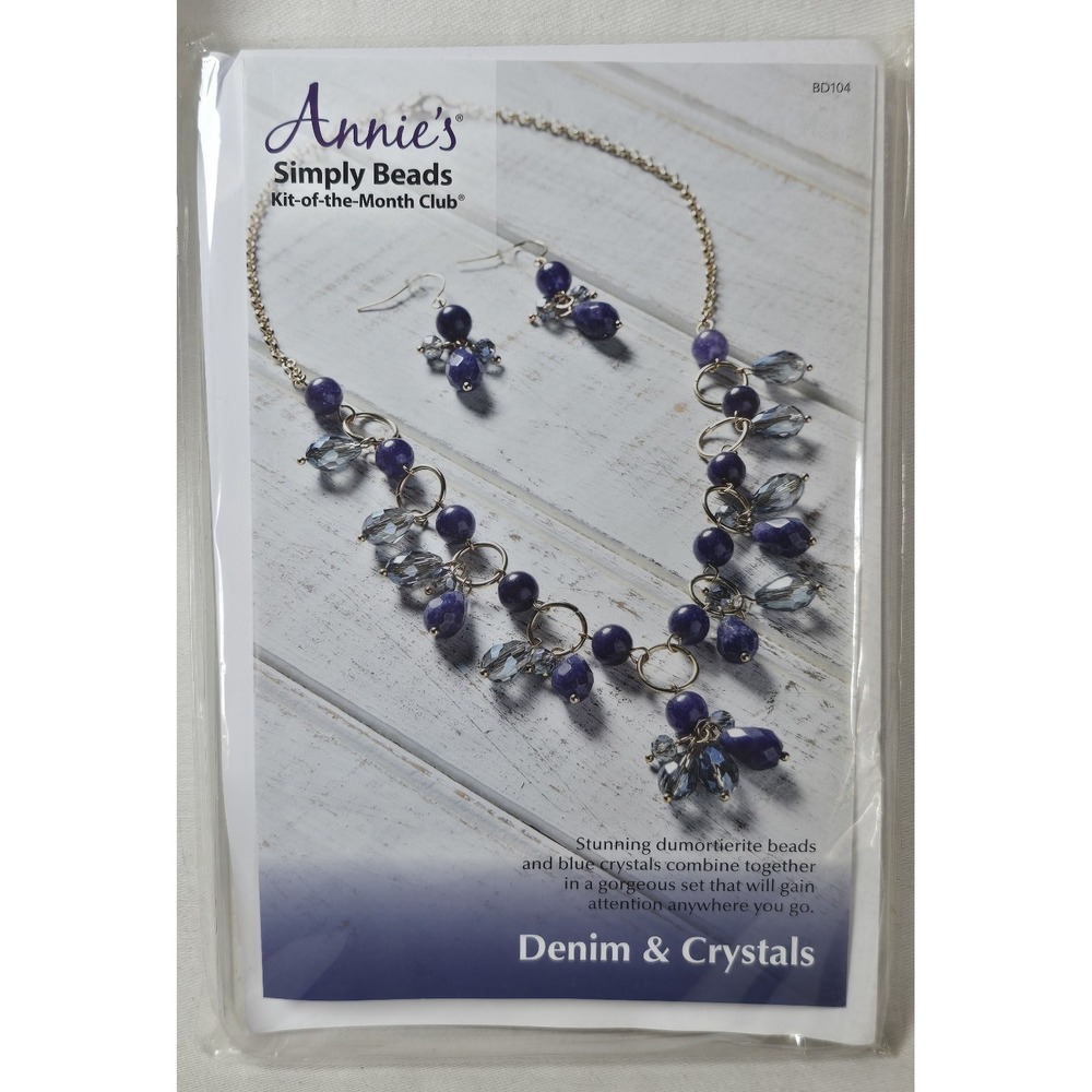 Annie's Simply Beads Kit Of The Month "Denim‎ & Crystals" BD104 Necklace